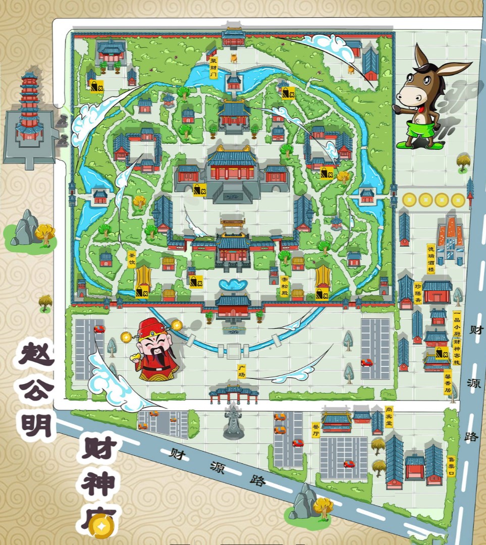 达坂城寺庙类手绘地图